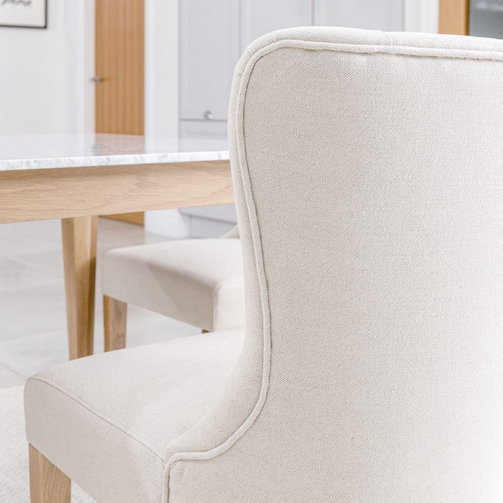 Burford Natural Linen Dining Chair | Oak Legs - Image 4