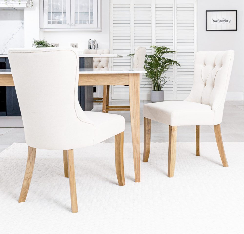 Burford Natural Linen Dining Chair | Oak Legs - Image 2