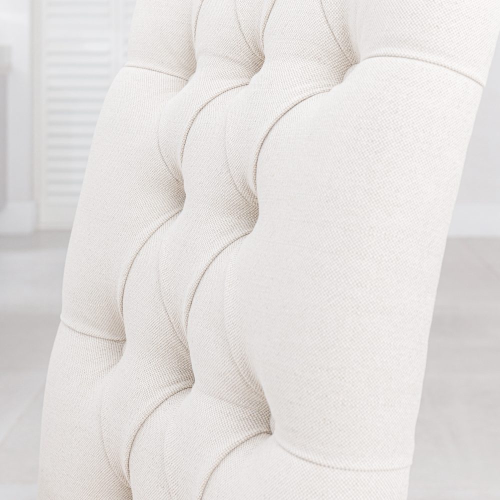 (Set of 2) Oxford Natural Linen Scroll Back Dining Chairs | Oak Legs - Image 5