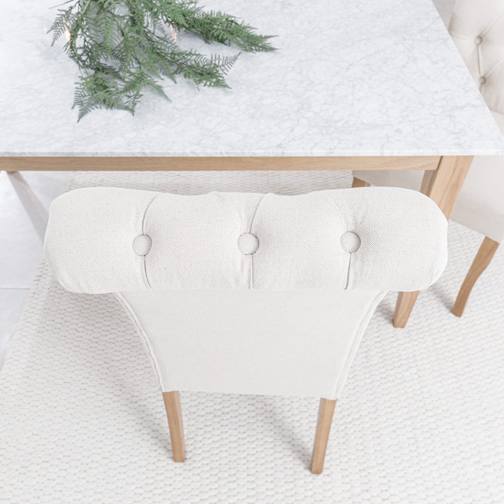 (Set of 2) Oxford Natural Linen Scroll Back Dining Chairs | Oak Legs - Image 7