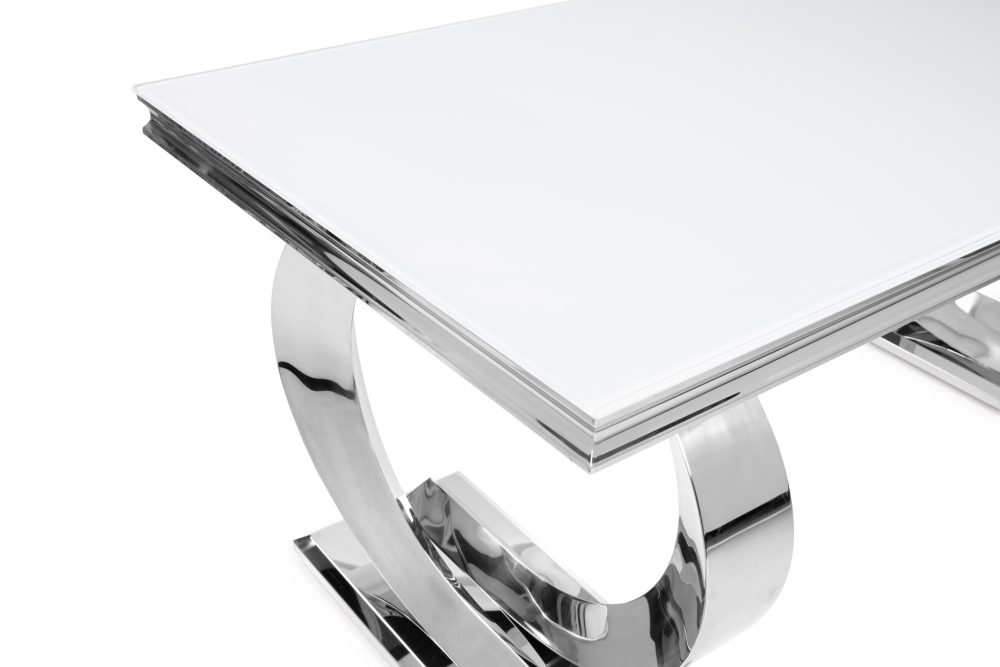 2 Metre Pisa White Glass Top & Steel Dining Table - Image 3