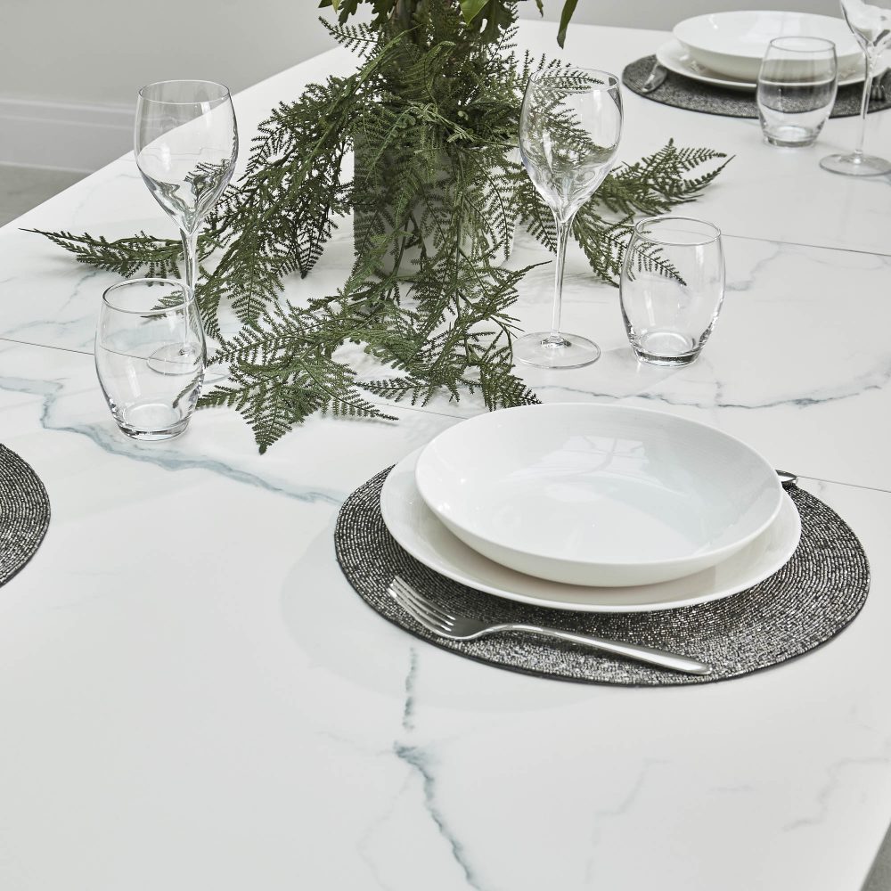 1.6m-2.1m - Casa White Ceramic Extending Dining Table - Image 6