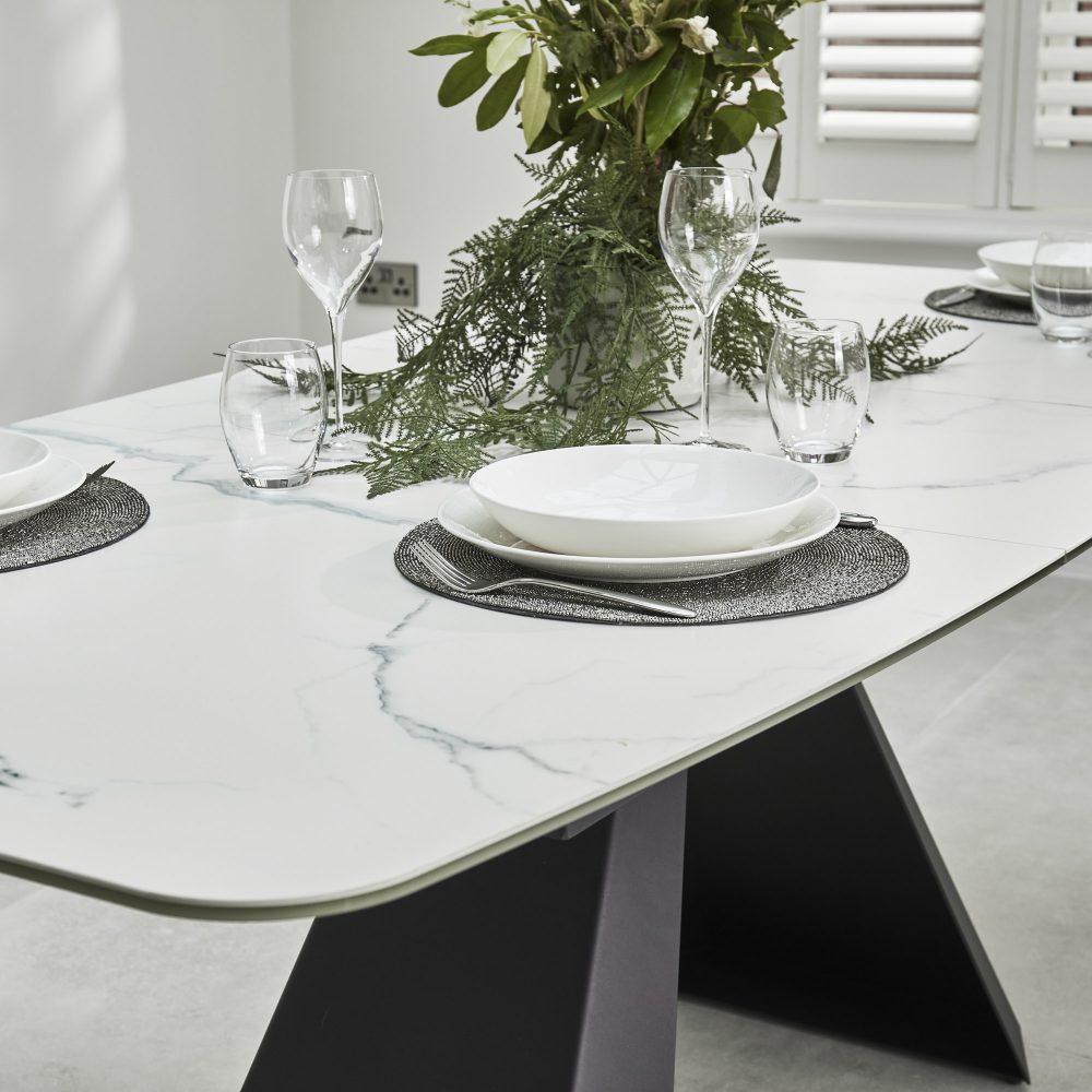 1.6m-2.1m - Casa White Ceramic Extending Dining Table - Image 3