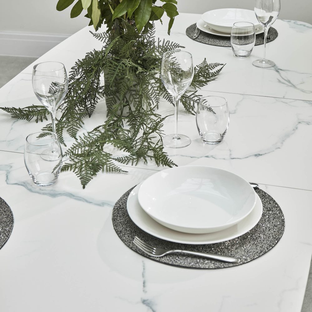 1.6m-2.1m - Casa White Ceramic Extending Dining Table - Image 4