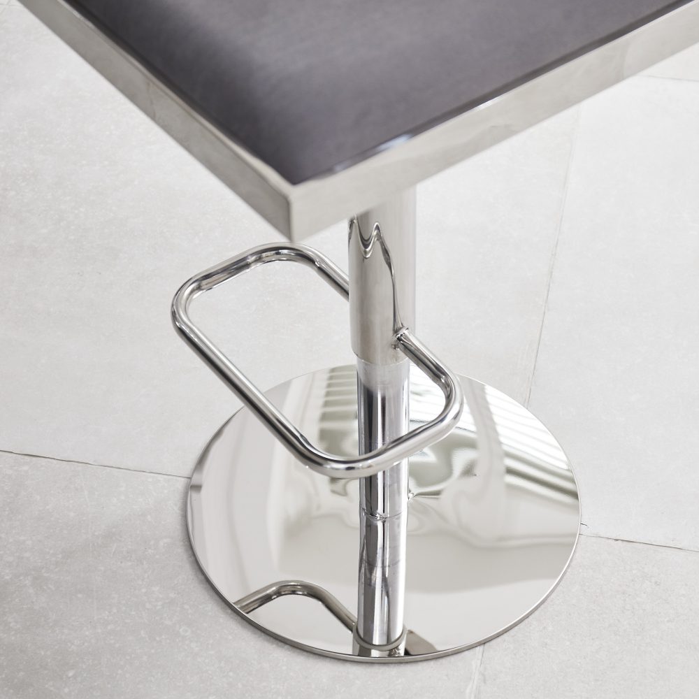 Mia Grey Velvet Barstool - Kitchen Stool - Gas Lift - Image 6