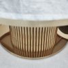 1.5M Circular Pedestal Gold Stainless Steel Dining Table with a Grey Marble Effect - Image 6