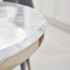 1.5M Circular Pedestal Gold Stainless Steel Dining Table with a Grey Marble Effect - Image 5