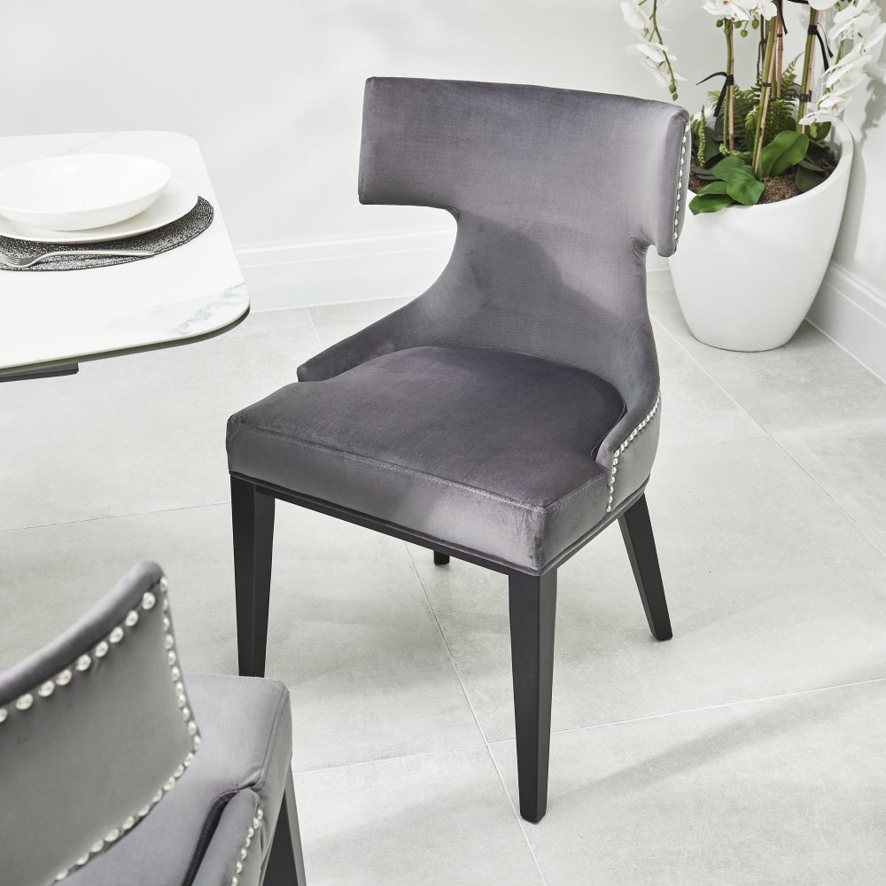 Hammersmith Upholstered Grey Velvet Dining Chair - Image 3