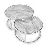 Florence Stainless Steel Framed Set of 2 Circular Coffee Nest Tables - Grey Marble - Image 3