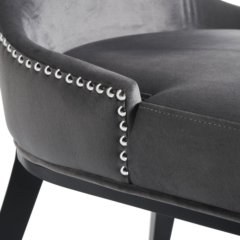 Hammersmith Upholstered Grey Velvet Dining Chair - Image 9