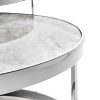 Florence Stainless Steel Framed Set of 2 Circular Coffee Nest Tables - Grey Marble - Image 4