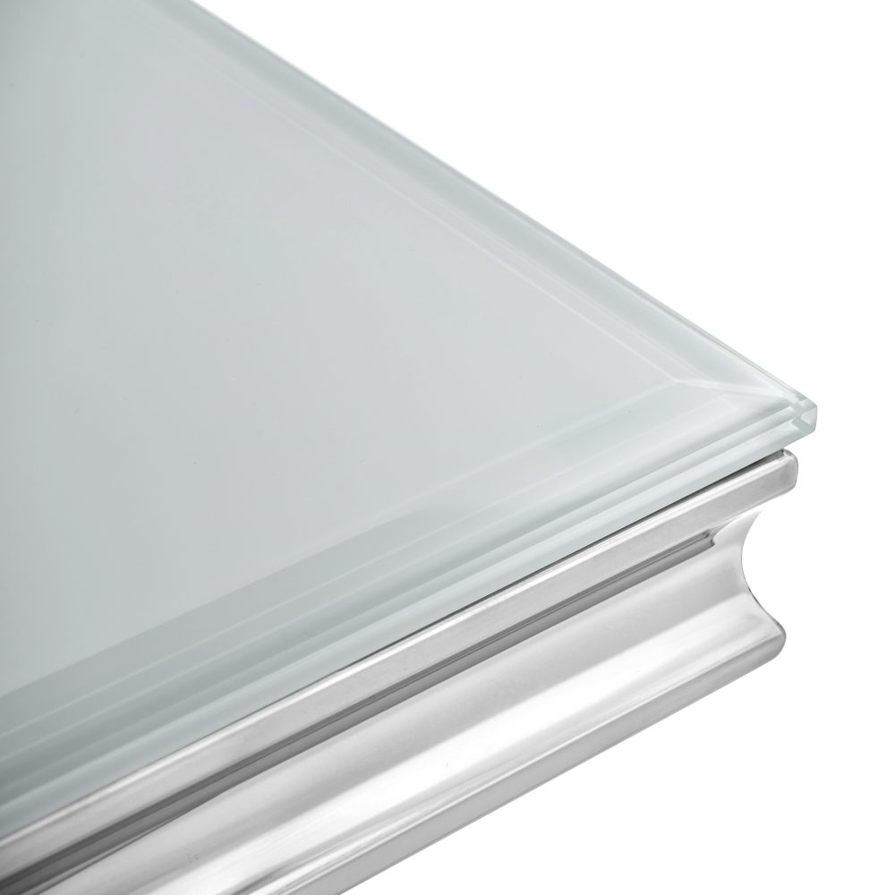 Sorrento 1.8m Polished Steel & White Glass Dining Table - Image 7
