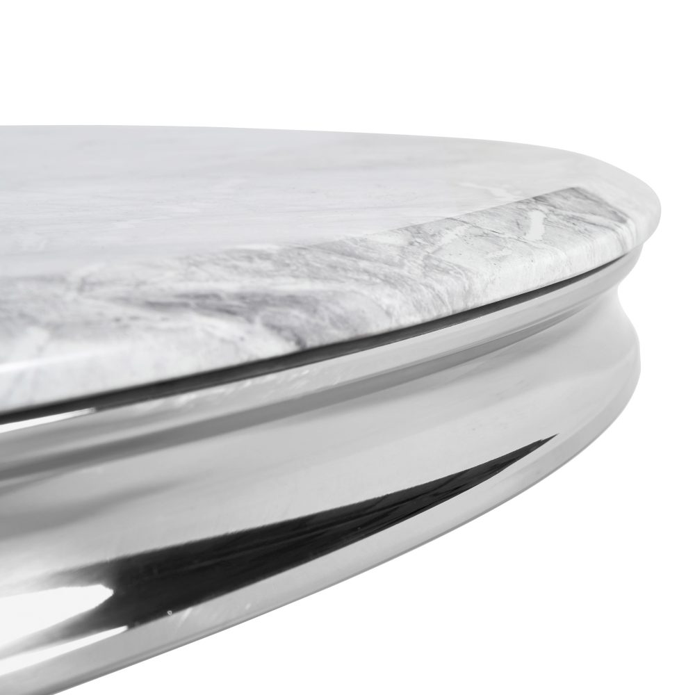 Small Louis 1.06m Round Dining Table - Grey Marble - Image 5