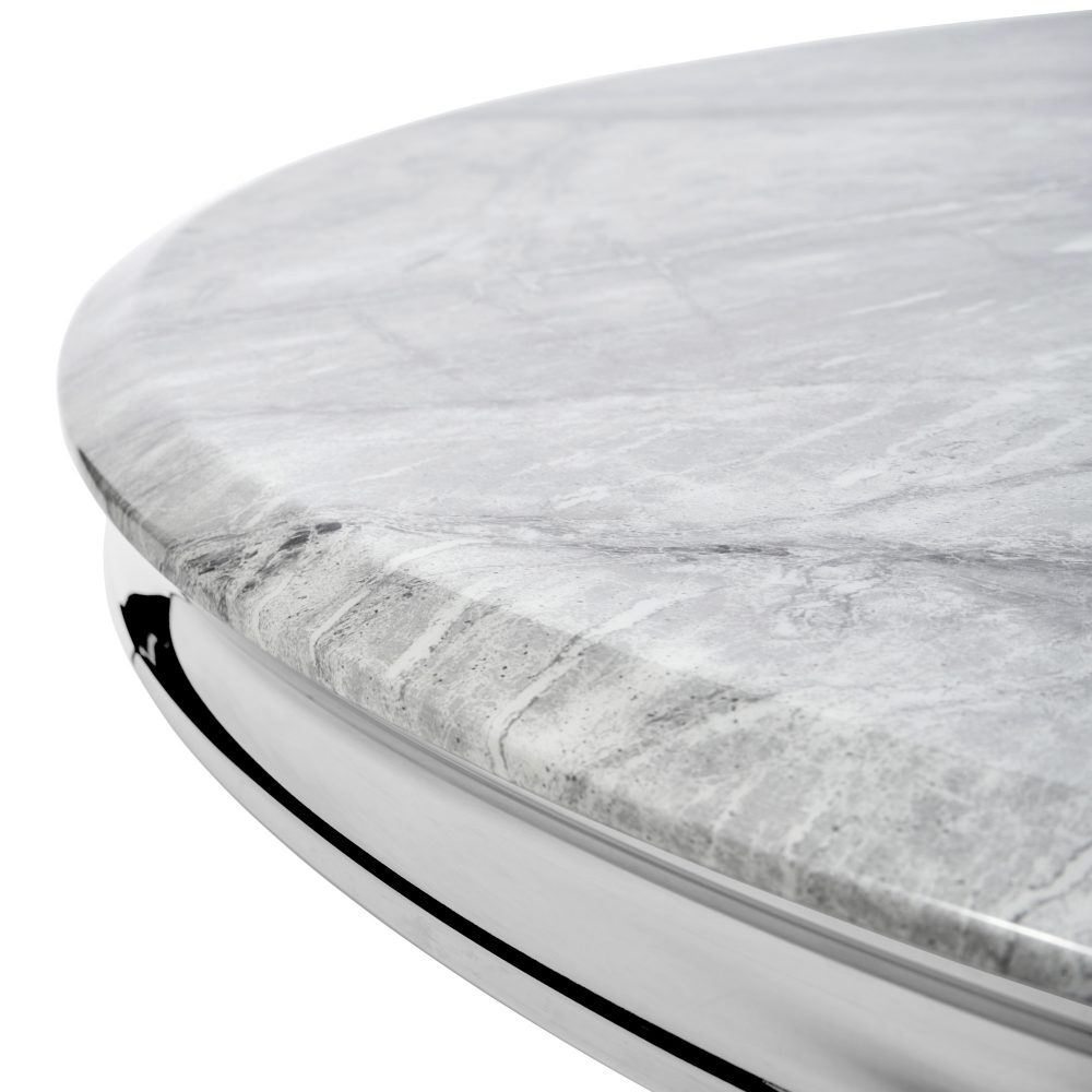Small Louis 1.06m Round Dining Table - Grey Marble - Image 6
