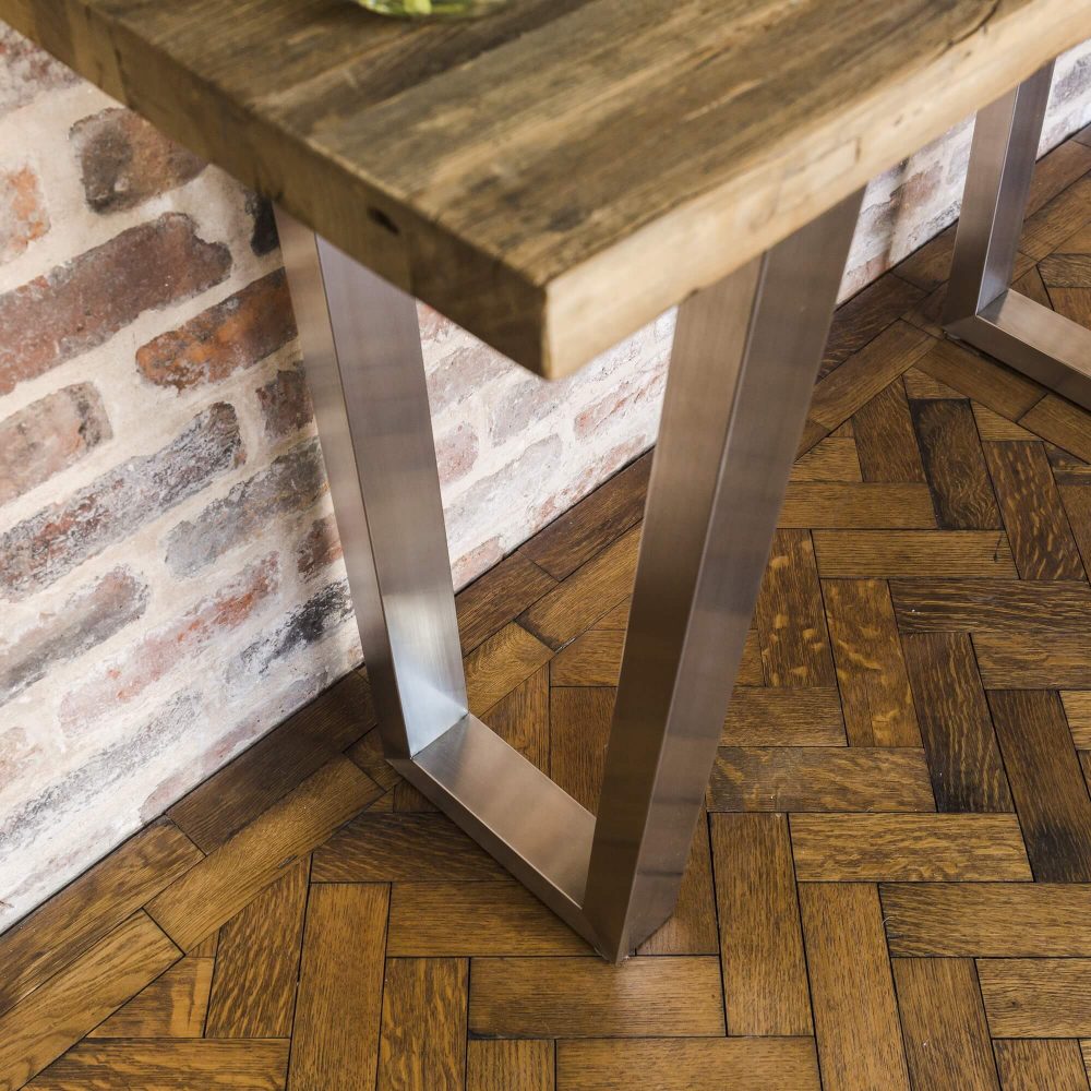 Detroit Brushed Steel & Reclaimed Elm Console Table - Image 5