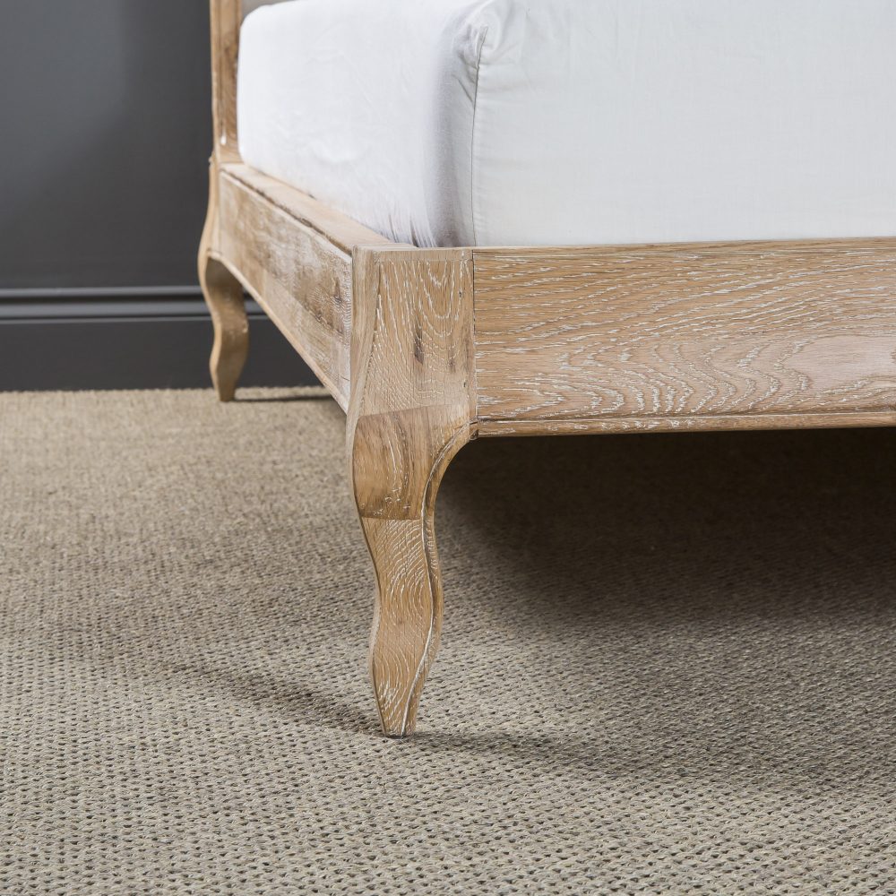 Sophie French Limed Oak Upholstered Curved Low Foot Board Bed - King Size - Image 6
