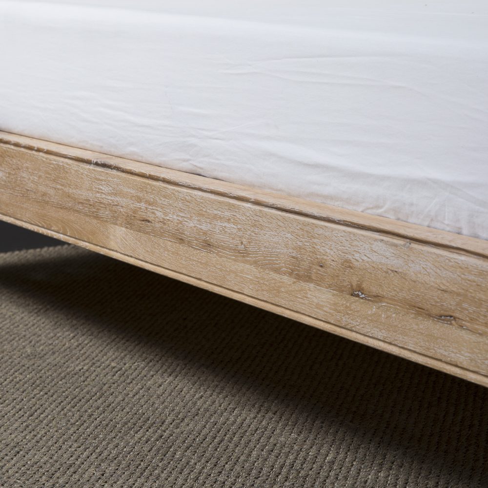 Sophie French Limed Oak Upholstered Curved Low Foot Board Bed - King Size - Image 7