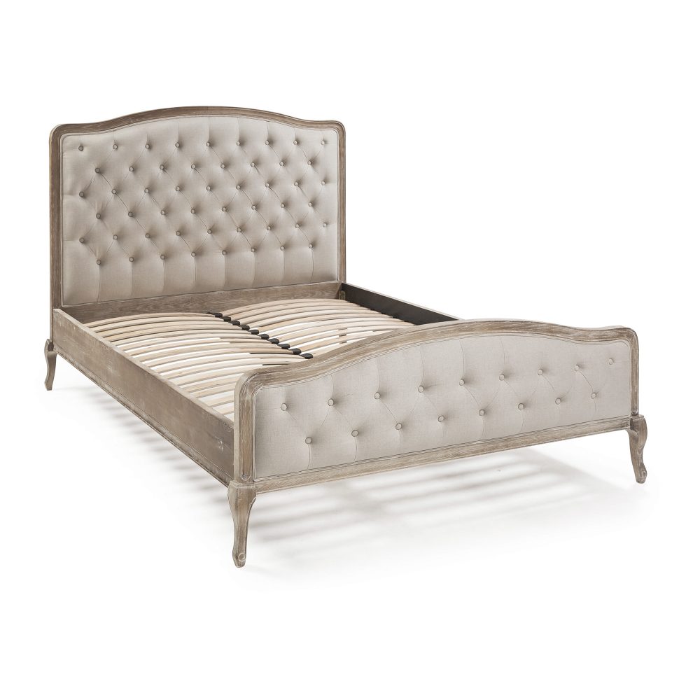 Arielle French Limed Ash Buttoned Upholstered Bed - King Size - Image 8