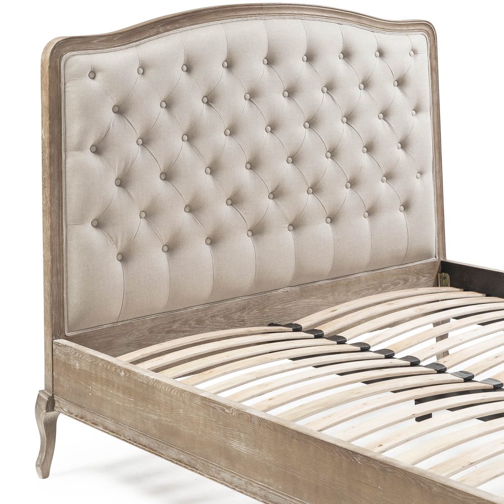 Arielle French Limed Ash Buttoned Upholstered Bed - King Size - Image 10