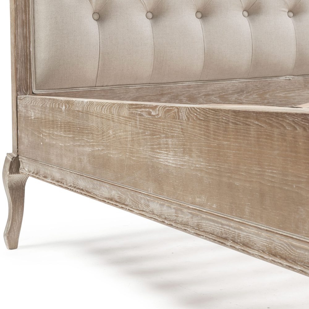 Arielle French Limed Ash Buttoned Upholstered Bed - King Size - Image 12
