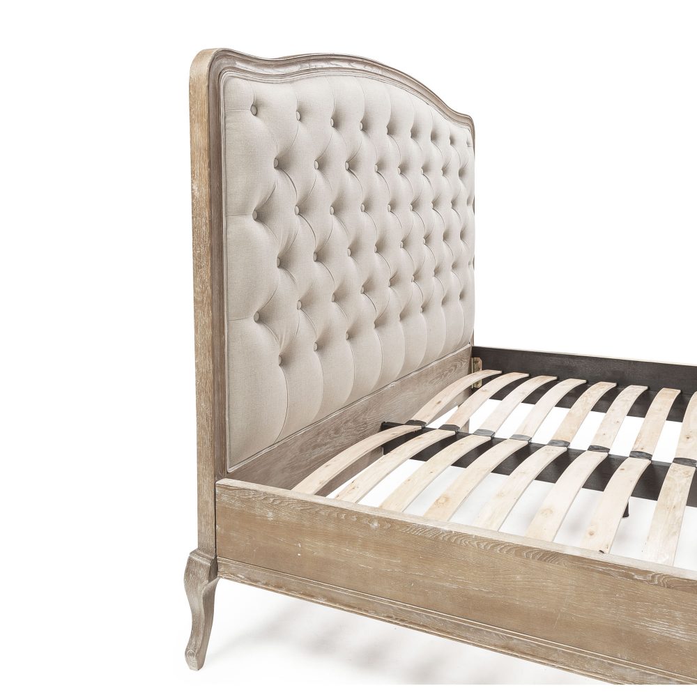 Arielle French Limed Ash Buttoned Upholstered Bed - King Size - Image 11