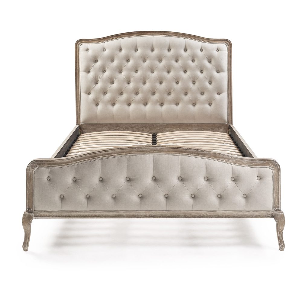 Arielle French Limed Ash Buttoned Upholstered Bed - King Size - Image 9