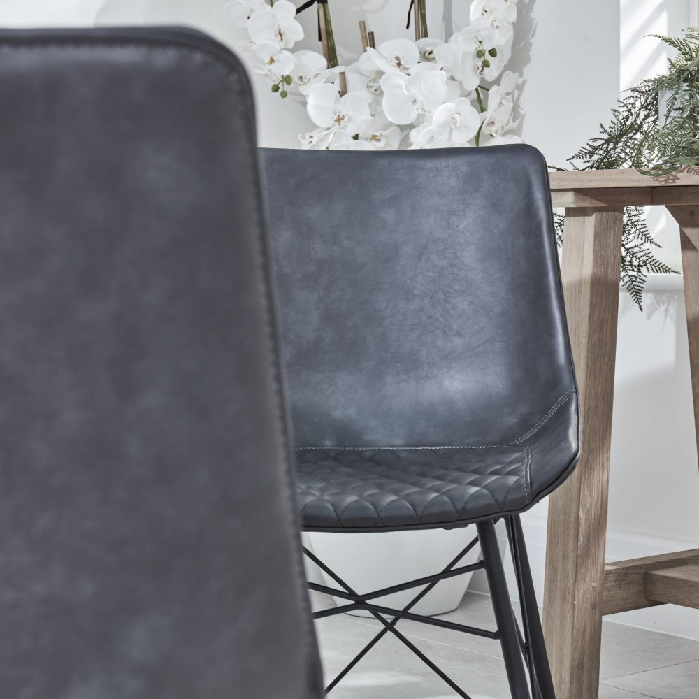 Bellagio 1.6M Grey Sintered Stone Dining Table Set with 4 x Leon Grey Dining Chairs - Image 15