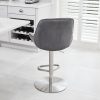 Seattle Swivel Grey Velvet Gas Lift Bar Stool - Image 4