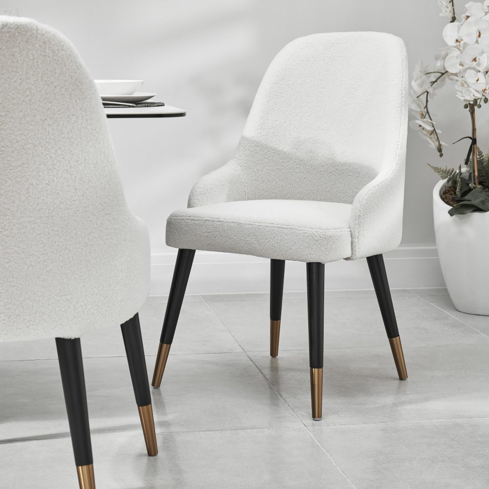 Isla Boucle Dining Chair with Gold Tipped Feet - Image 3