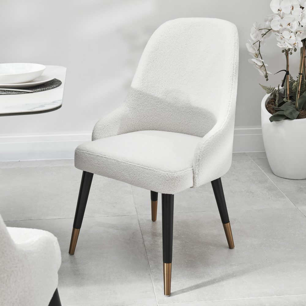 Isla Boucle Dining Chair with Gold Tipped Feet - Image 4