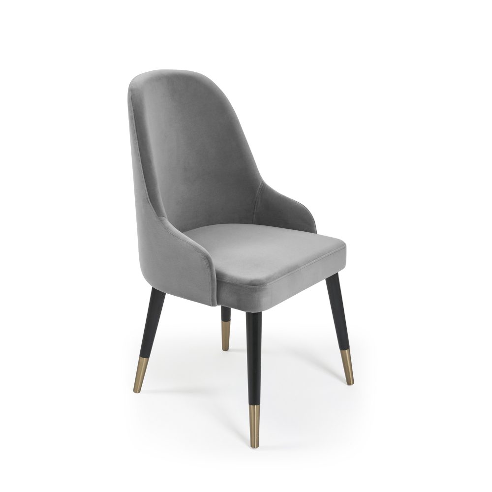 Isla Grey Velvet Dining Chair with Gold Tipped Feet - Image 6