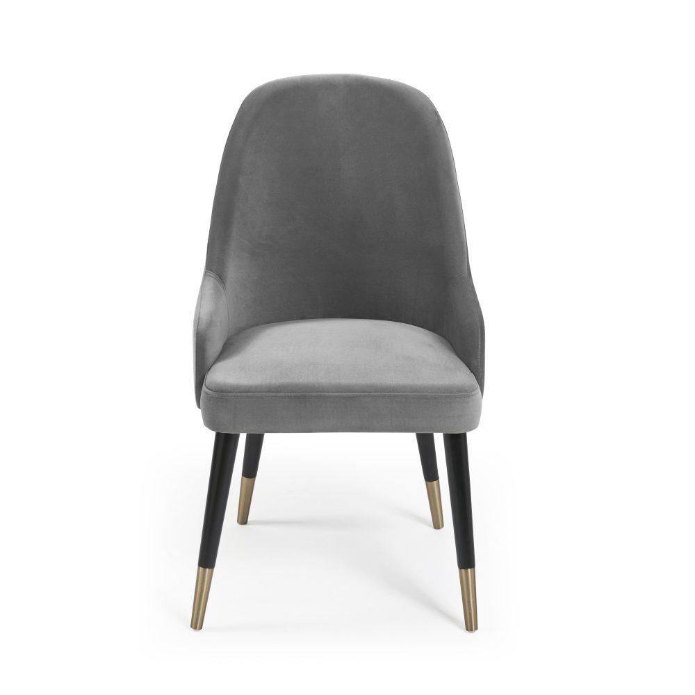 Isla Grey Velvet Dining Chair with Gold Tipped Feet - Image 7