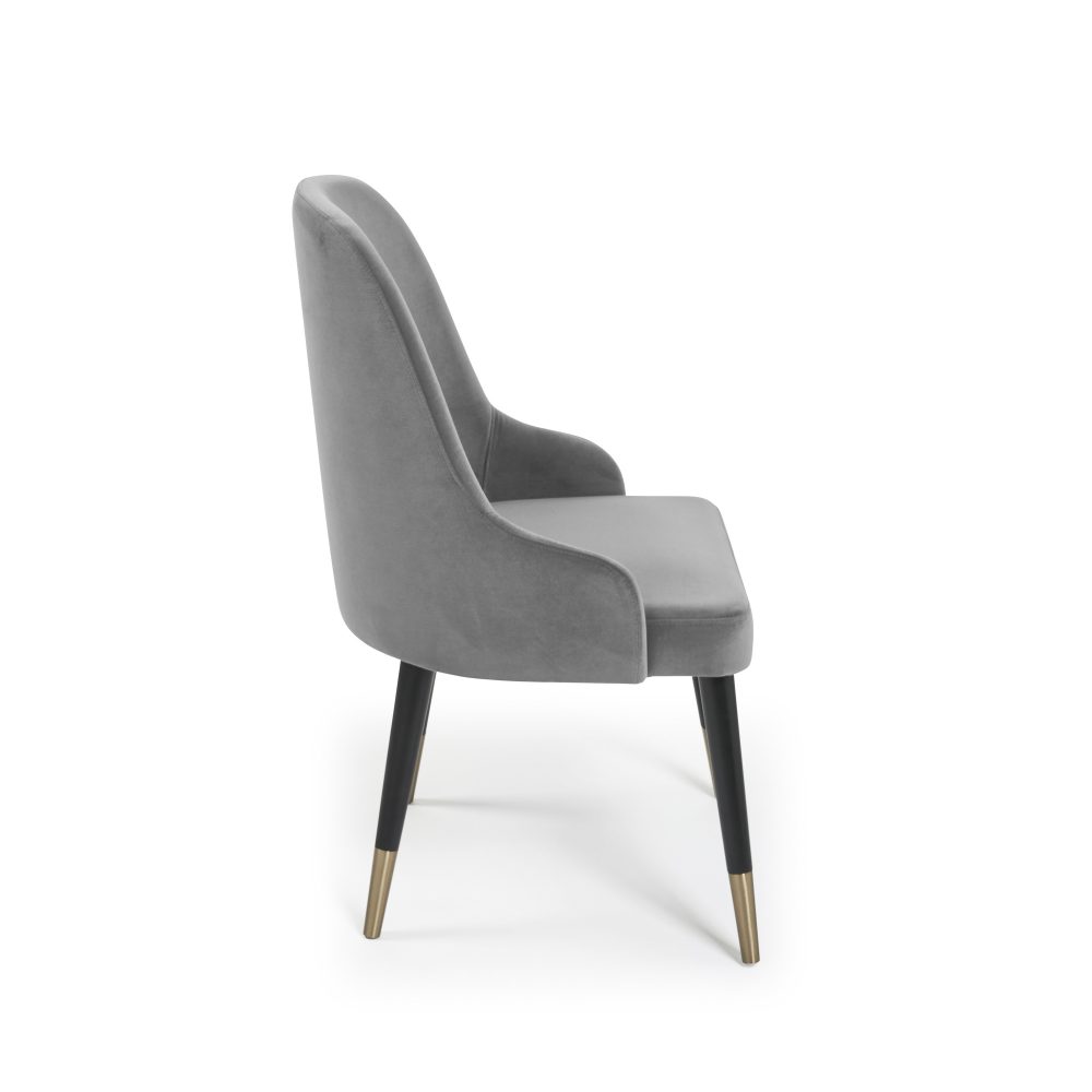 Isla Grey Velvet Dining Chair with Gold Tipped Feet - Image 10