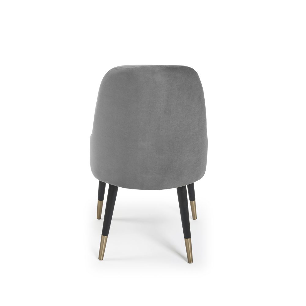 Isla Grey Velvet Dining Chair with Gold Tipped Feet - Image 9