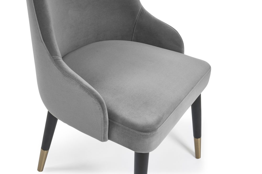 Isla Grey Velvet Dining Chair with Gold Tipped Feet - Image 13