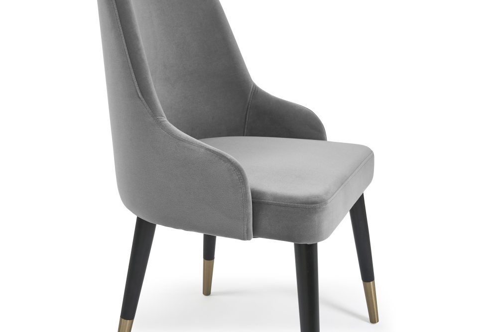 Isla Grey Velvet Dining Chair with Gold Tipped Feet - Image 12