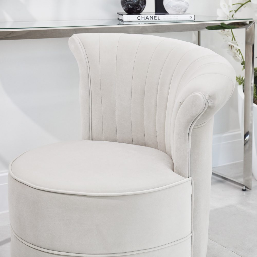 Grace Cream Velvet Swivel Accent Dressing Chair - Image 5