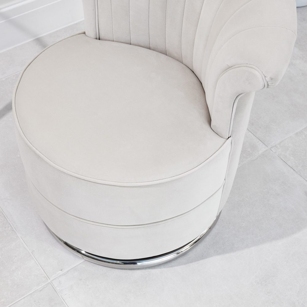 Grace Cream Velvet Swivel Accent Dressing Chair - Image 6