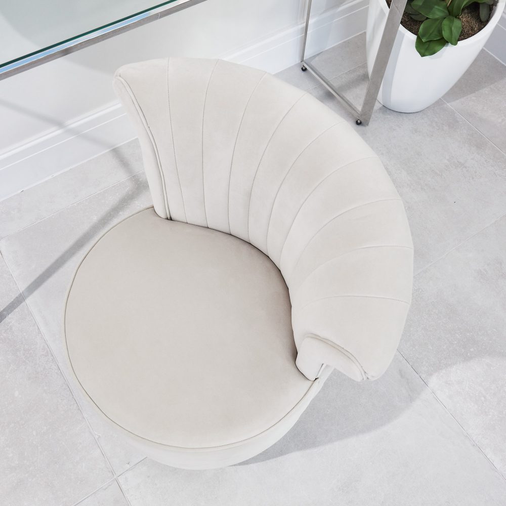 Grace Cream Velvet Swivel Accent Dressing Chair - Image 4