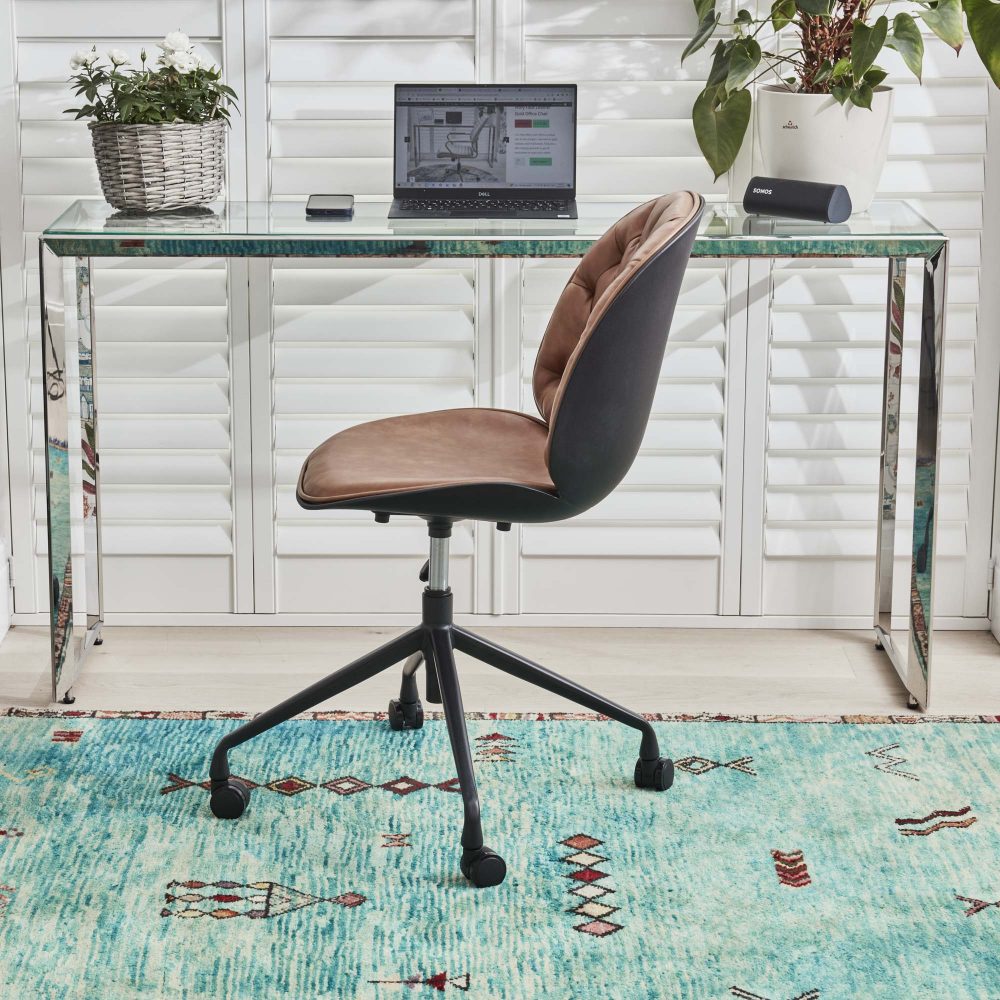 Thiago Brown Tan Faux Leather Office Chair - Image 6