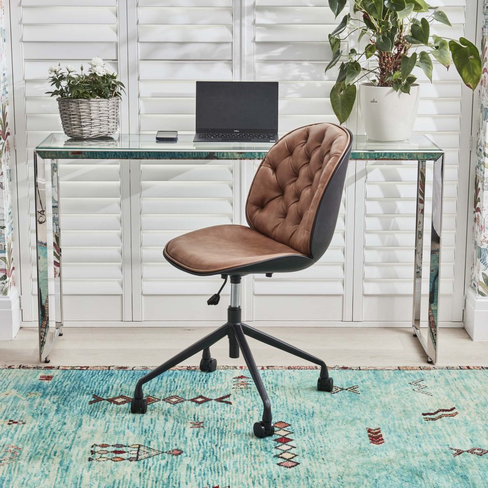 Thiago Brown Tan Faux Leather Office Chair - Image 5