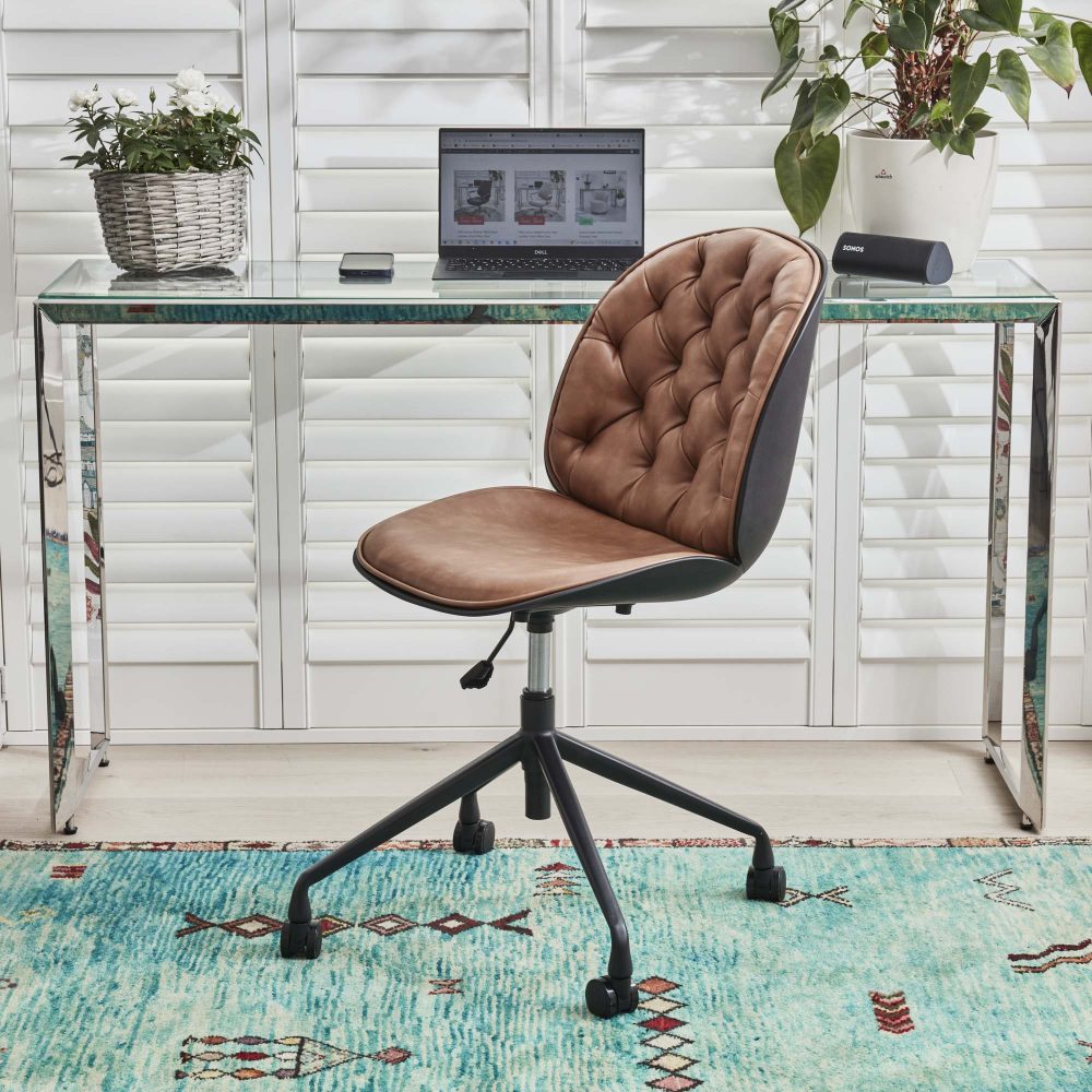 Thiago Brown Tan Faux Leather Office Chair - Image 4
