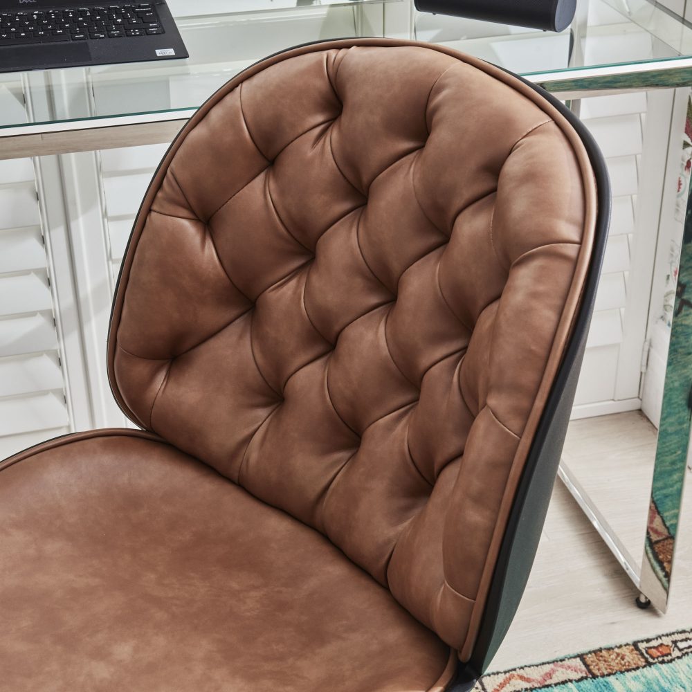 Thiago Brown Tan Faux Leather Office Chair - Image 8