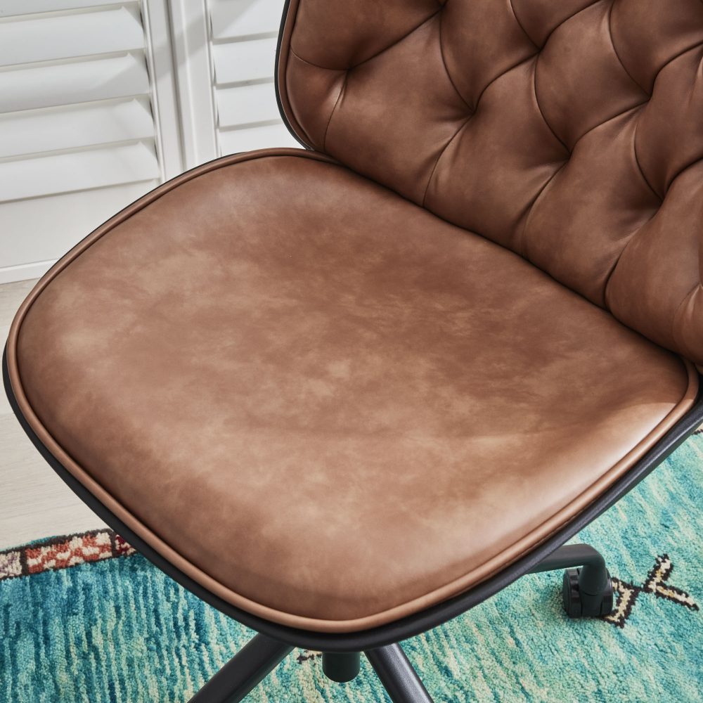 Thiago Brown Tan Faux Leather Office Chair - Image 9
