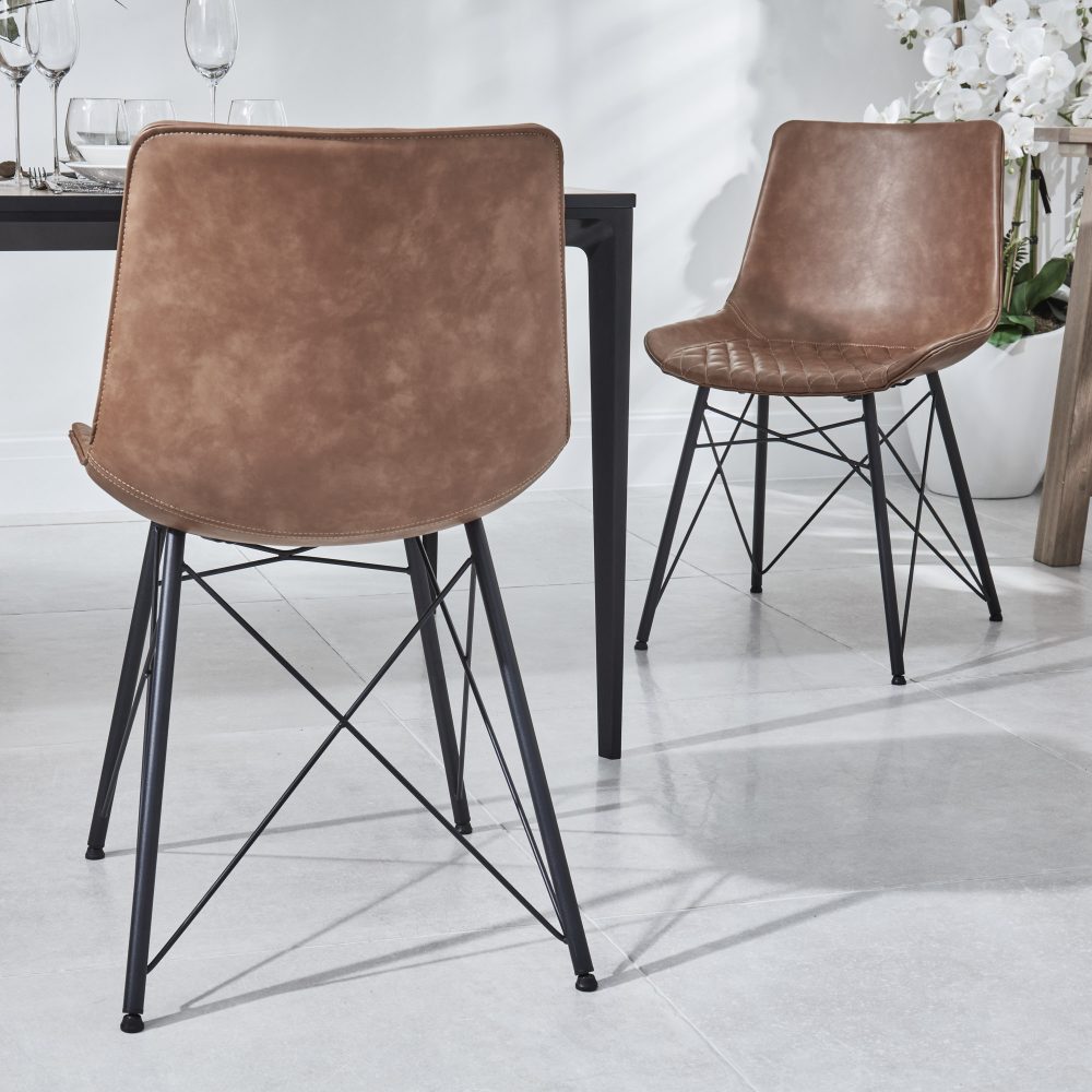Bellagio 1.6M Grey Sintered Stone Dining Table Set with 4 x Leon Tan Dining Chairs - Image 14