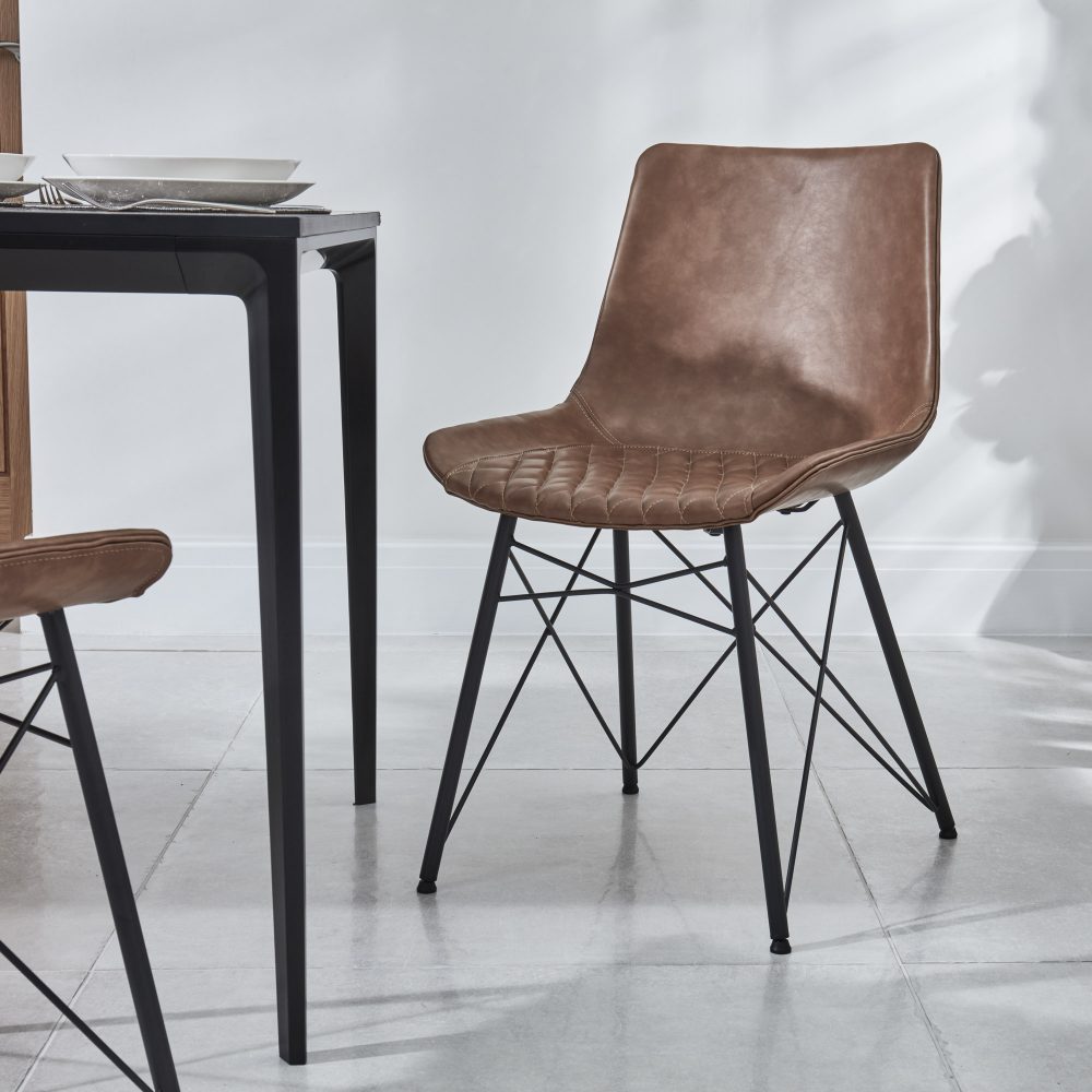 Bellagio 1.6M Grey Sintered Stone Dining Table Set with 4 x Leon Tan Dining Chairs - Image 21