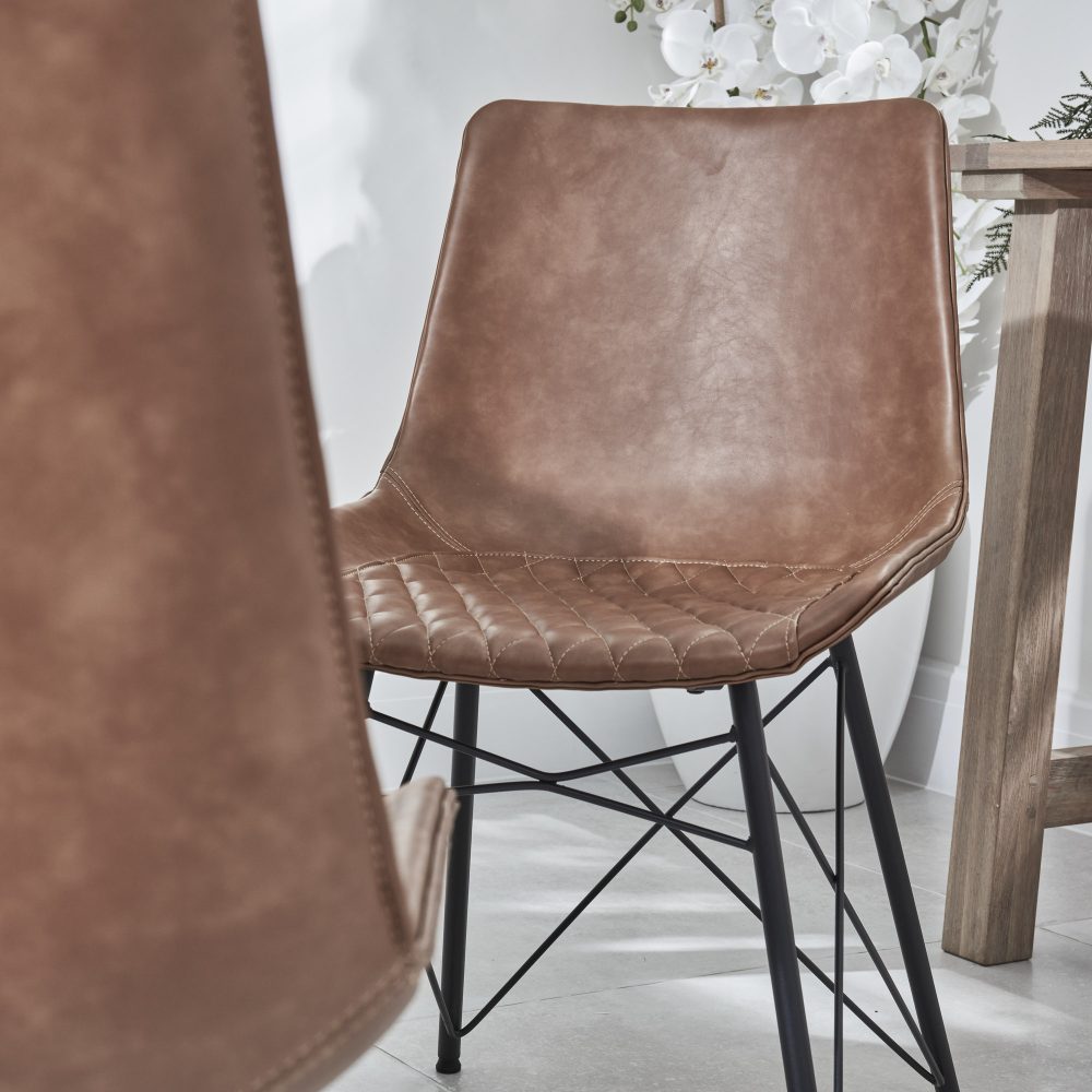 Bellagio 1.6M Grey Sintered Stone Dining Table Set with 4 x Leon Tan Dining Chairs - Image 17