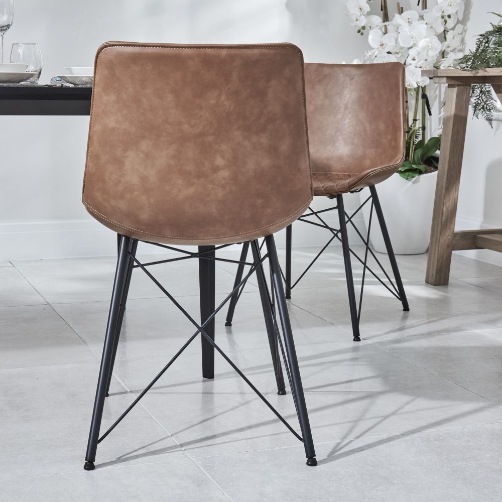 Bellagio 1.6M Grey Sintered Stone Dining Table Set with 4 x Leon Tan Dining Chairs - Image 16