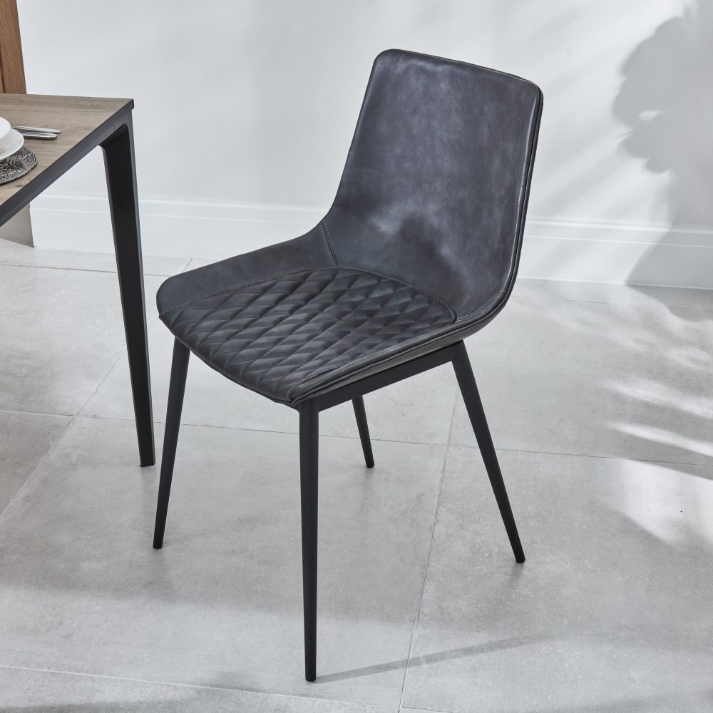 Bellagio 90cm Square Grey Sintered Stone Dining Table with 4 x Leo Grey Dining Chairs - Image 12