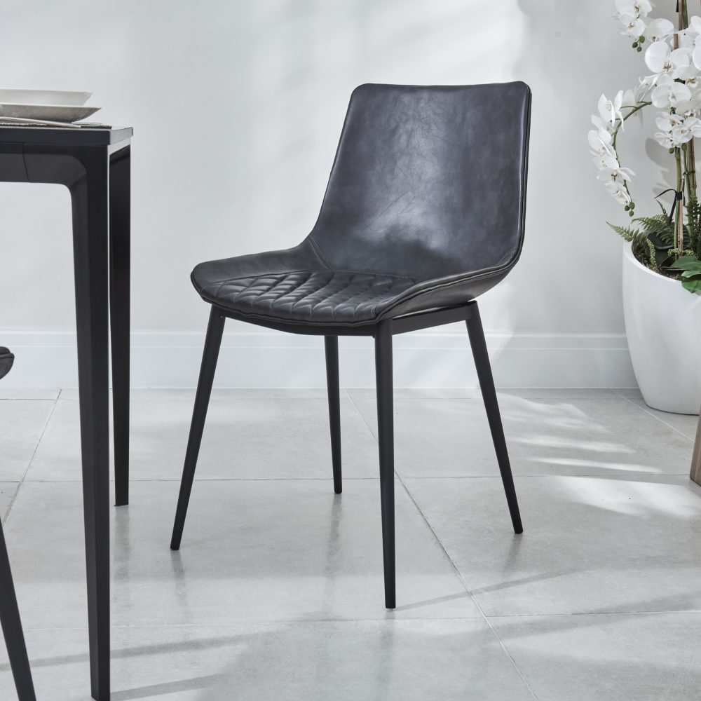 Bellagio 90cm Square Grey Sintered Stone Dining Table with 4 x Leo Grey Dining Chairs - Image 11